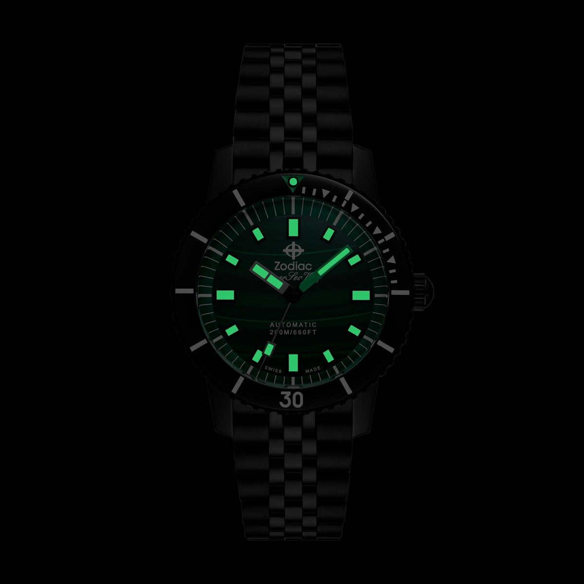 Zodiac Super Sea Wolf Compression Diver | Ref. ZO9314 | Green Malachite Stone Dial