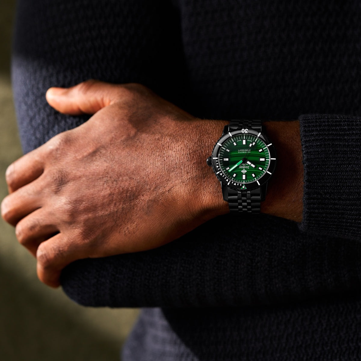 Zodiac Super Sea Wolf Compression Diver | Ref. ZO9314 | Green Malachite Stone Dial