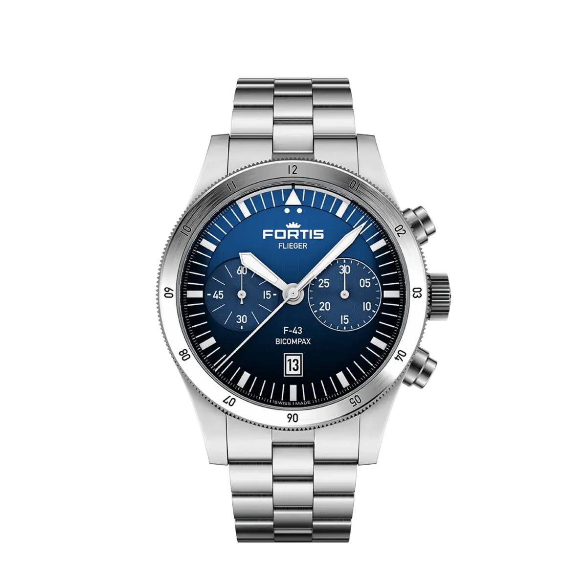Fortis | Flieger F-43 Bicompax "Liberty Blue" | F4240012