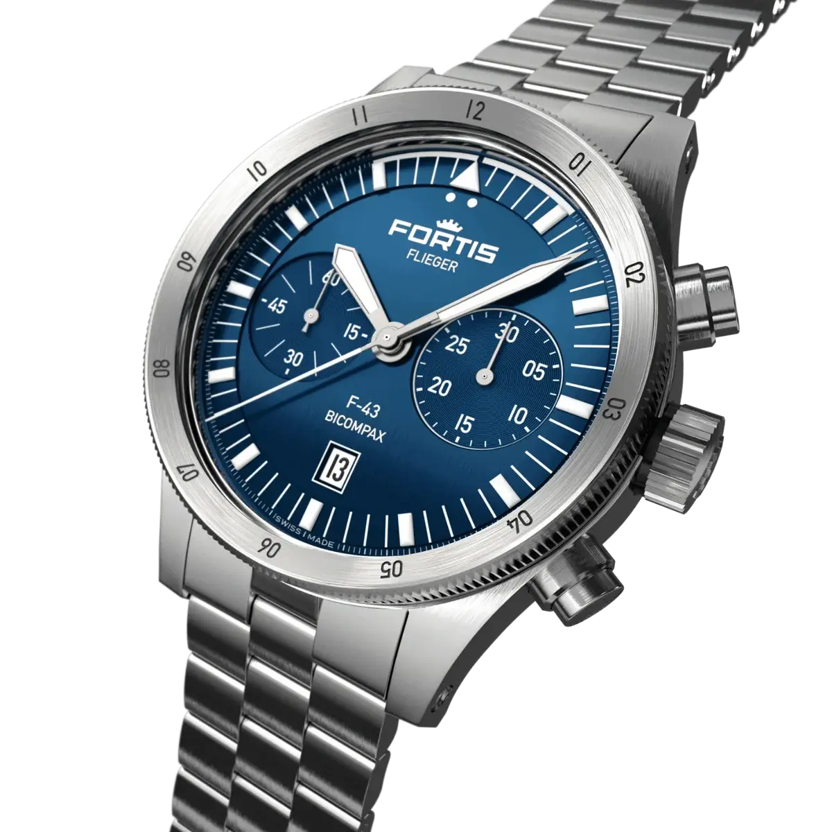 Fortis | Flieger F-43 Bicompax "Liberty Blue" | F4240012