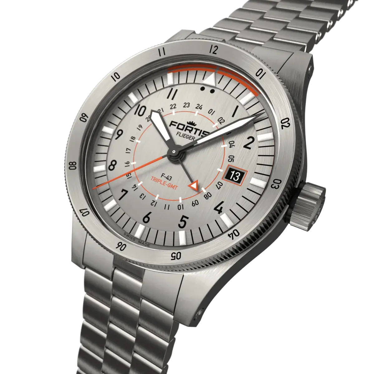 Fortis | Flieger F-43 Triple GMT "Titan Orange" | F4260002