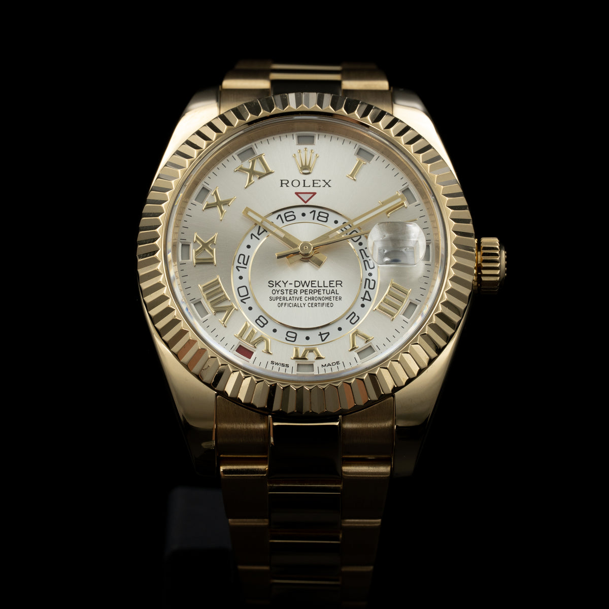 Rolex Sky-Dweller | 326938 | Yellow Gold | Sundust Dial w/ Roman Numerals | Box & Papers
