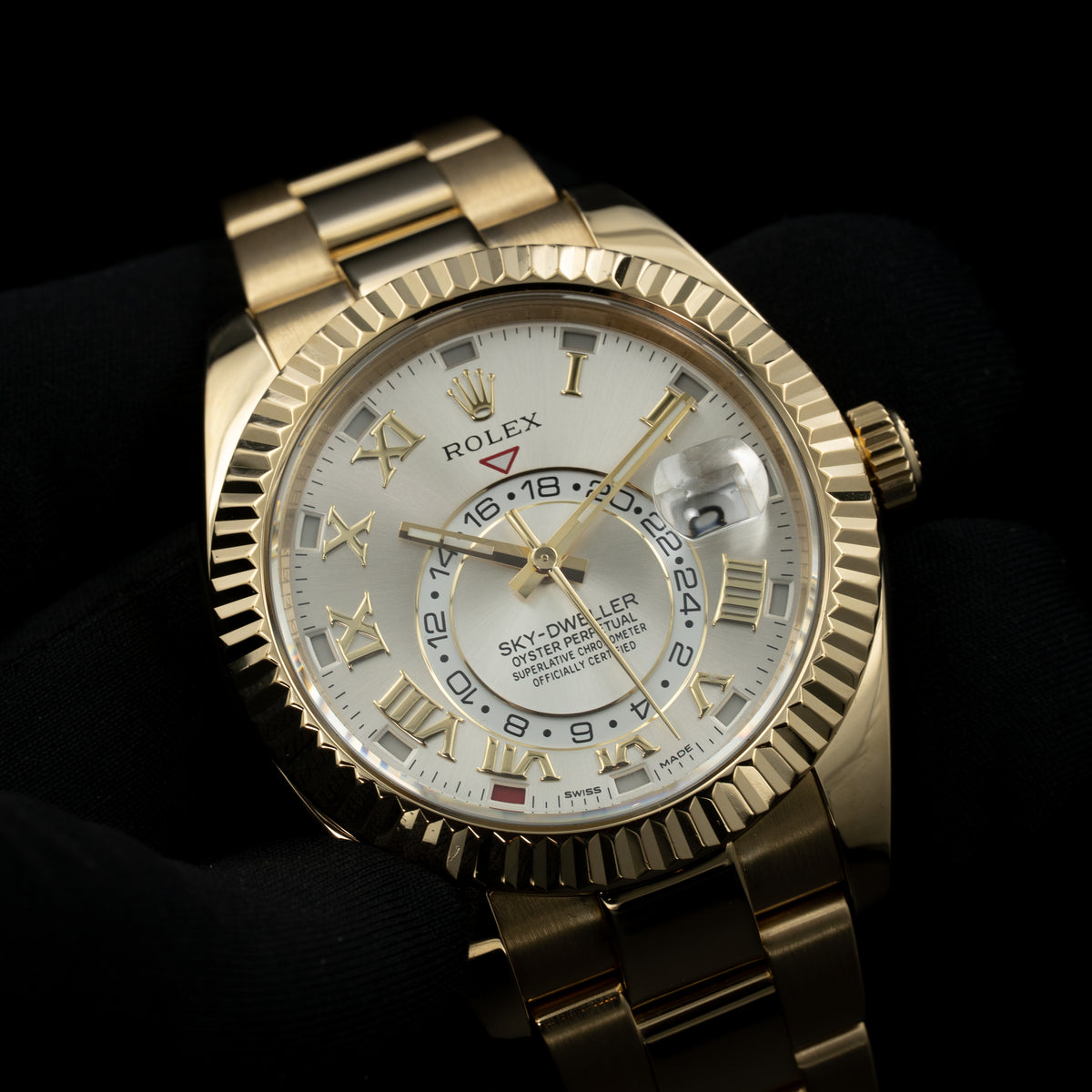 Rolex Sky-Dweller | 326938 | Yellow Gold | Sundust Dial w/ Roman Numerals | Box & Papers