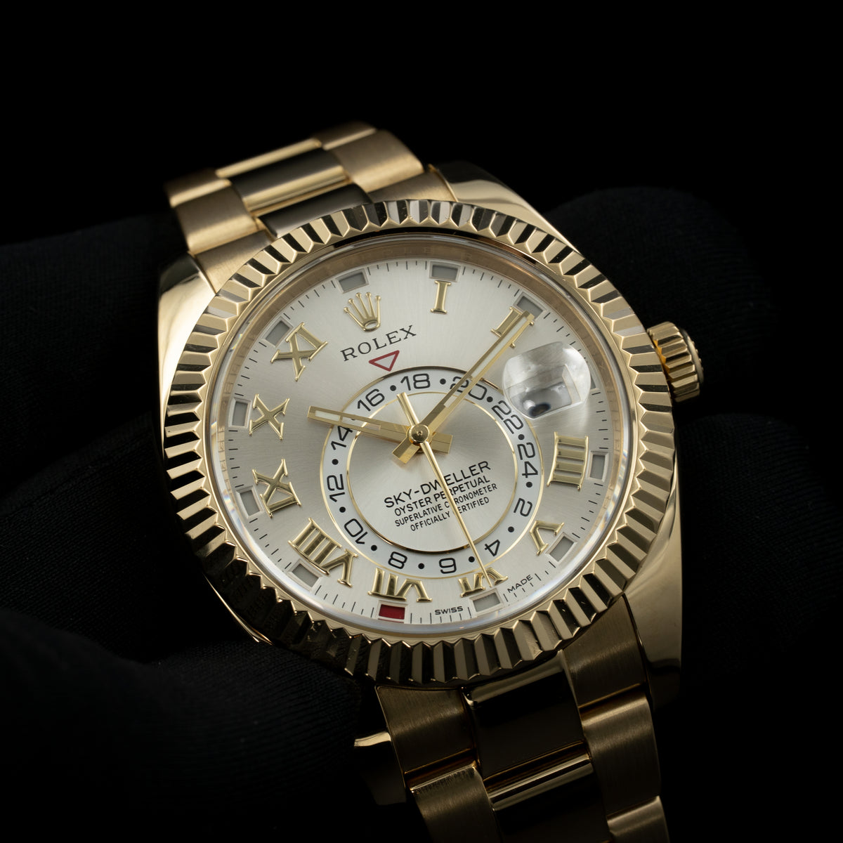 Rolex Sky-Dweller | 326938 | Yellow Gold | Sundust Dial w/ Roman Numerals | Box & Papers