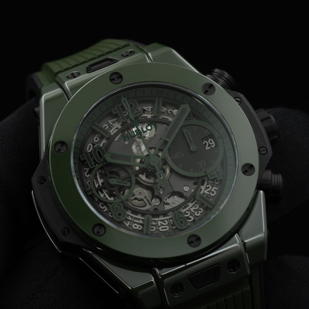 Hublot Big Bang Unico Green Ceramic | 441.GX.5210.RX | Box and Papers
