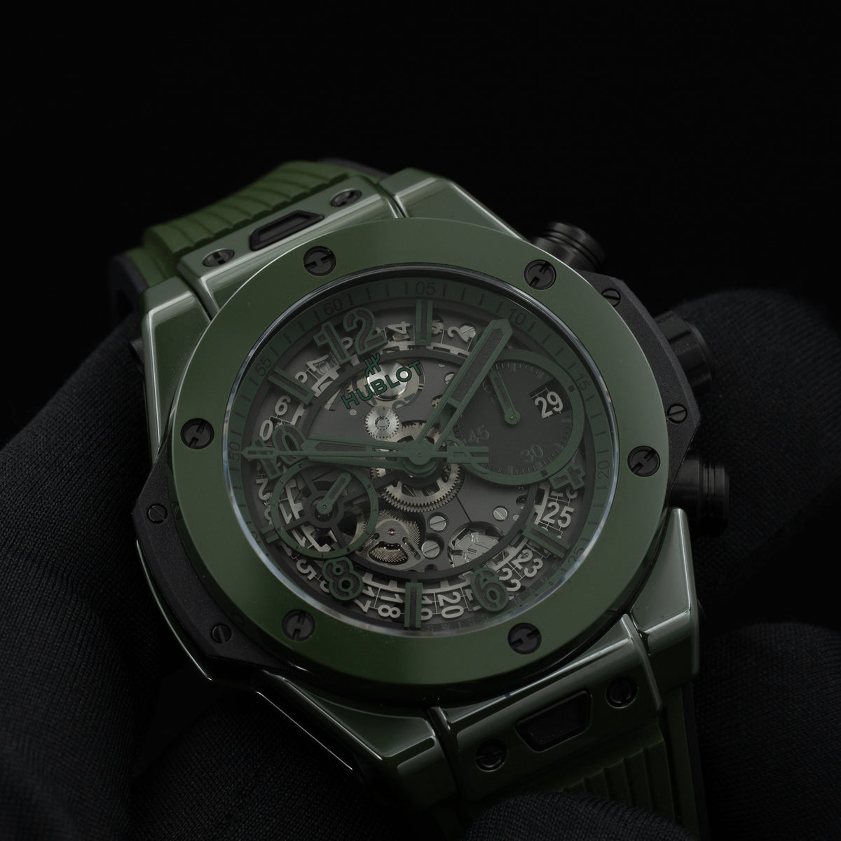 Hublot Big Bang Unico Green Ceramic | 441.GX.5210.RX | Box and Papers