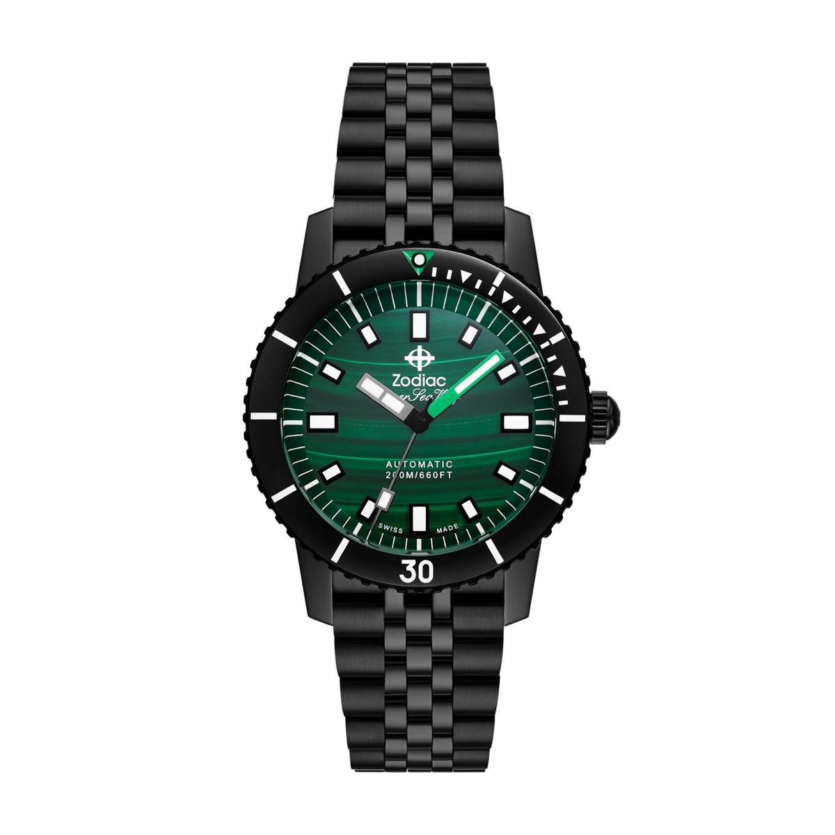 Zodiac Super Sea Wolf Compression Diver | Ref. ZO9314 | Green Malachite Stone Dial