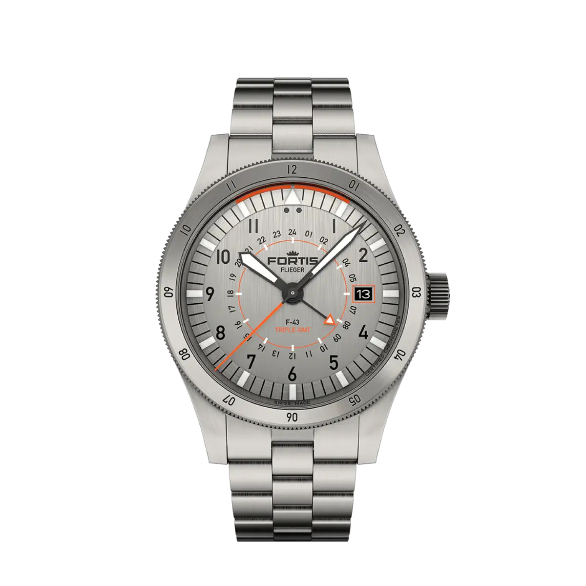 Fortis | Flieger F-43 Triple GMT "Titan Orange" | F4260002