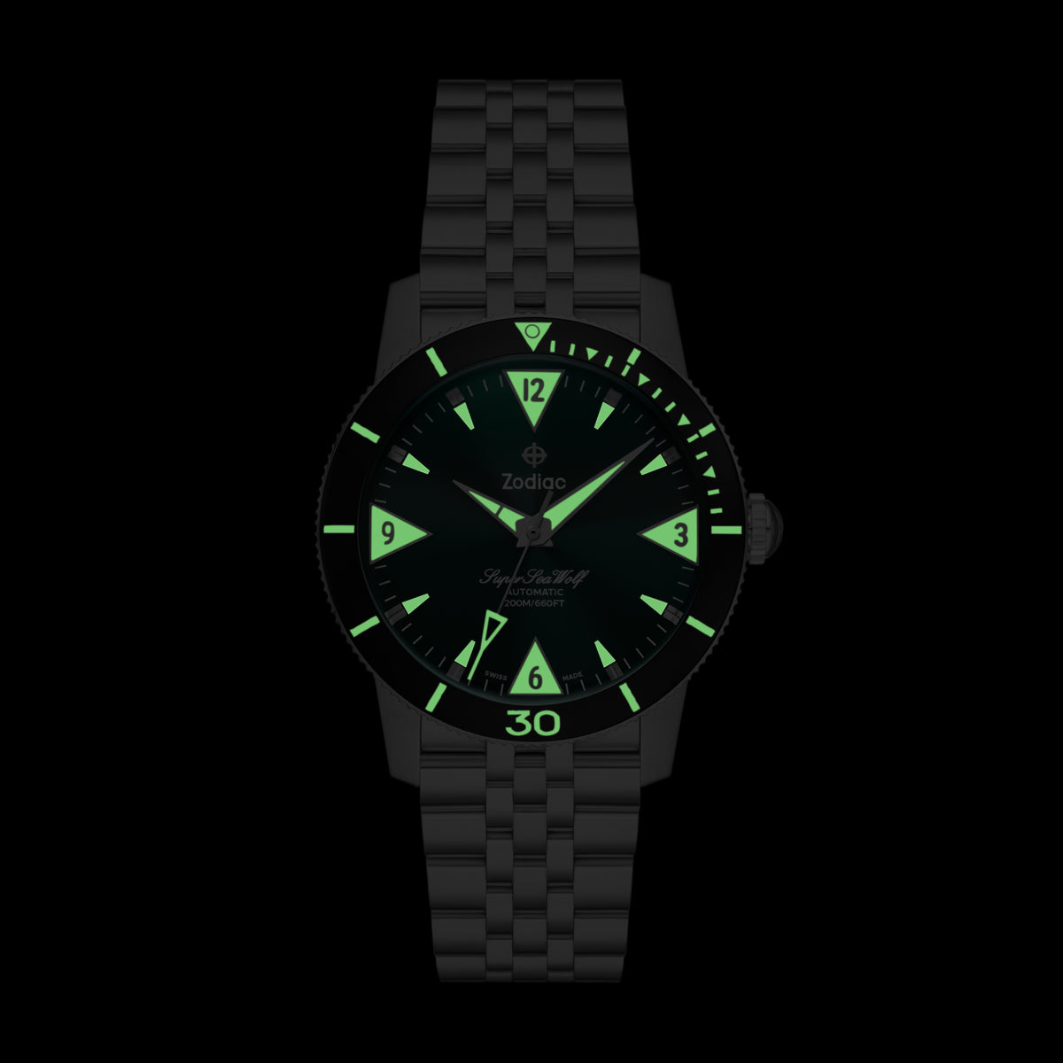 Zodiac Super Sea Wolf Skin Diver | Ref. ZO9218 | Green Sunray Dial